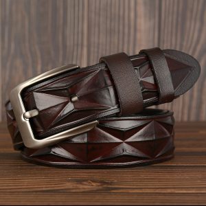 3D Craft Diamond Pattern Leather Casual Belt