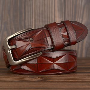 3D Craft Diamond Pattern Leather Casual Belt