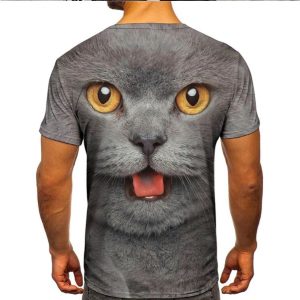 Big Face Black Cat Men T Shirt