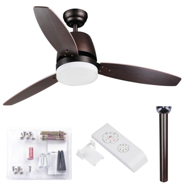 52 Ceiling Fan With Lights Bronze 3 Blades Remote Control