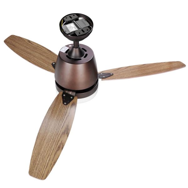 52 Ceiling Fan With Lights Bronze 3 Blades Remote Control