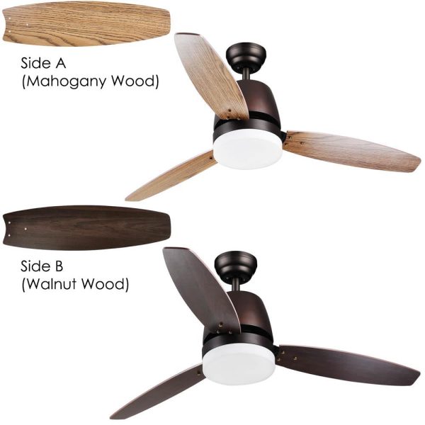 52 Ceiling Fan With Lights Bronze 3 Blades Remote Control