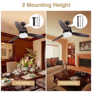 52 Ceiling Fan With Lights Bronze 3 Blades Remote Control