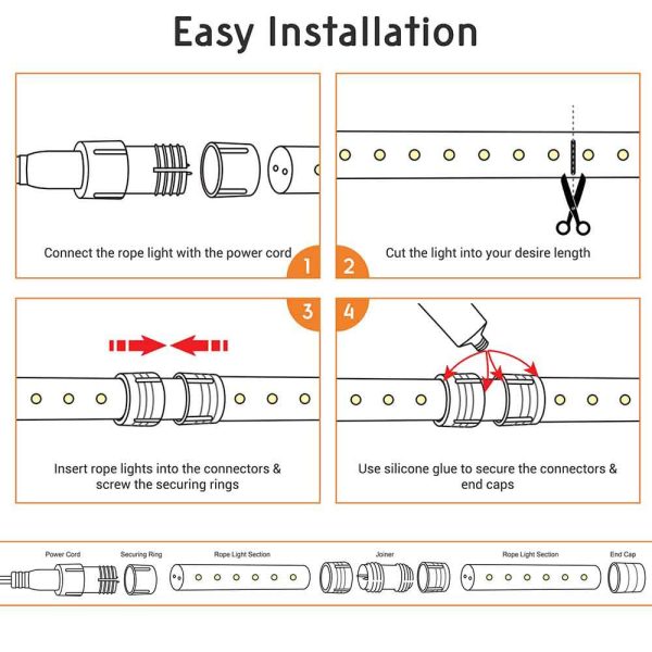 Led Rope Light Flexible Tube 150Ft