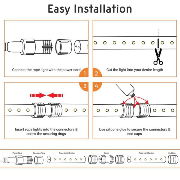 Led Rope Light Flexible Tube 50Ft