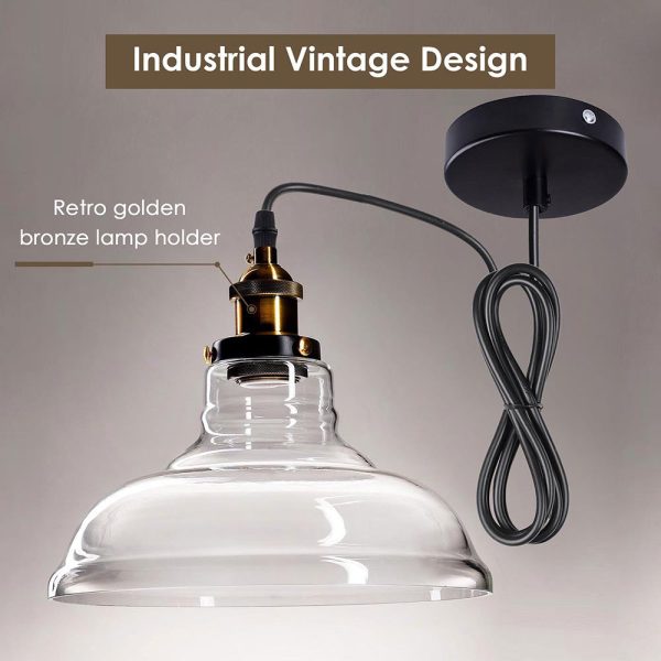 11 Clear Glass Pendant Light Industrial Copper Hanging Lamp