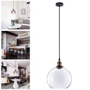 Clear Globe Glass Ball Pendant Light Ceiling Lamp 9 4/5