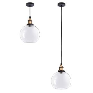 Clear Globe Glass Ball Pendant Light Ceiling Lamp 9 4/5