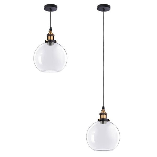 Clear Globe Glass Ball Pendant Light Ceiling Lamp 9 4/5