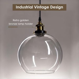 Clear Globe Glass Ball Pendant Light Ceiling Lamp 9 4/5