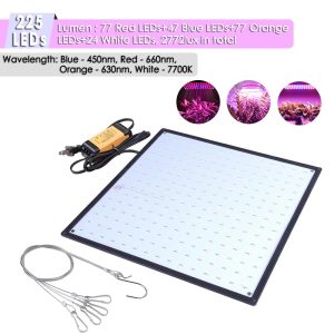 225 Ultrathin Blue Red Orange White Led Plant Grow Light Panel