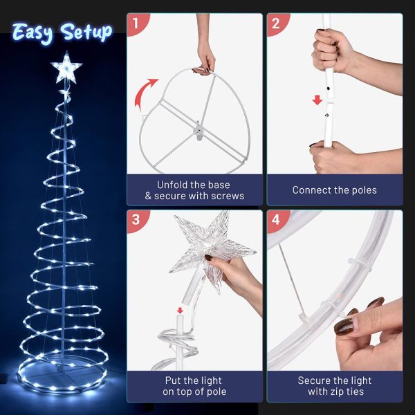 6Ft Led Lighted Spiral Christmas Tree Battery Operated