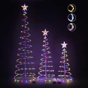 Set(3) Spiral Christmas Trees Battery Operated