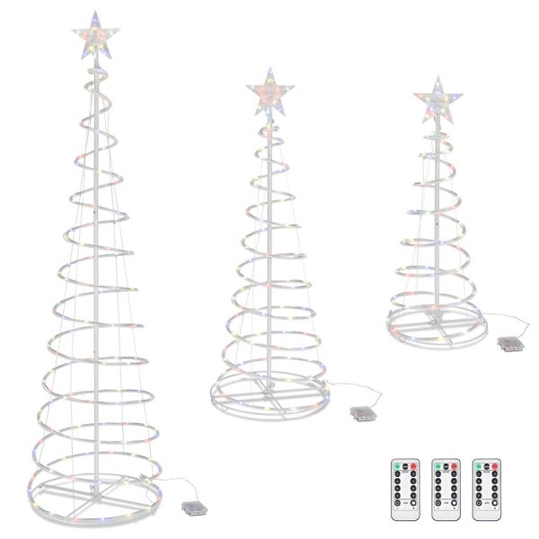 Set(3) Spiral Christmas Trees Battery Operated