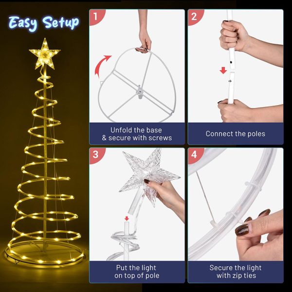 Set(3) Led Spiral Christmas Trees Usb Powered