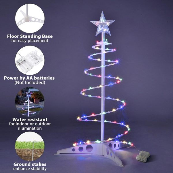 Small Pre-Lit Spiral Christmas Tree 2Ft Battery Operated