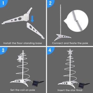 2Ft Lighted Spiral Christmas Tree Solar Operated