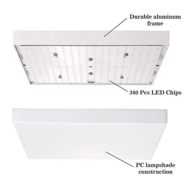 Square Ceiling Light Fixture Flush Mount Dimmable Remote 36W