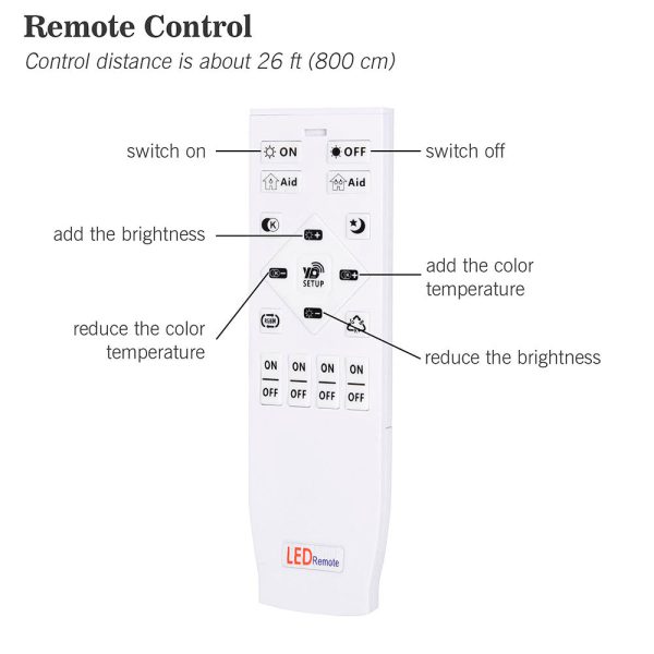 Square Ceiling Light Fixture Flush Mount Dimmable Remote 36W