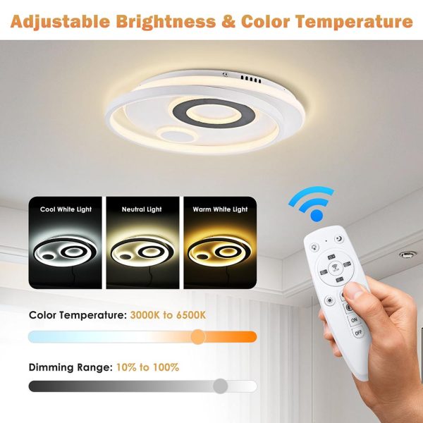 30 70W Led Flush Circle Ceiling Light With Remote