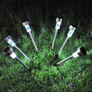 6X Solar Led White Landscape Path Light Stainless