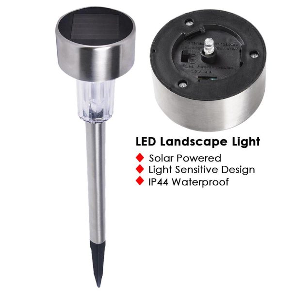 6X Solar Led White Landscape Path Light Stainless