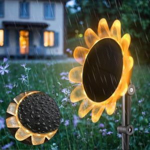 Solar Yard Light Sunflower With Stake Outdoor Waterproof Rgb