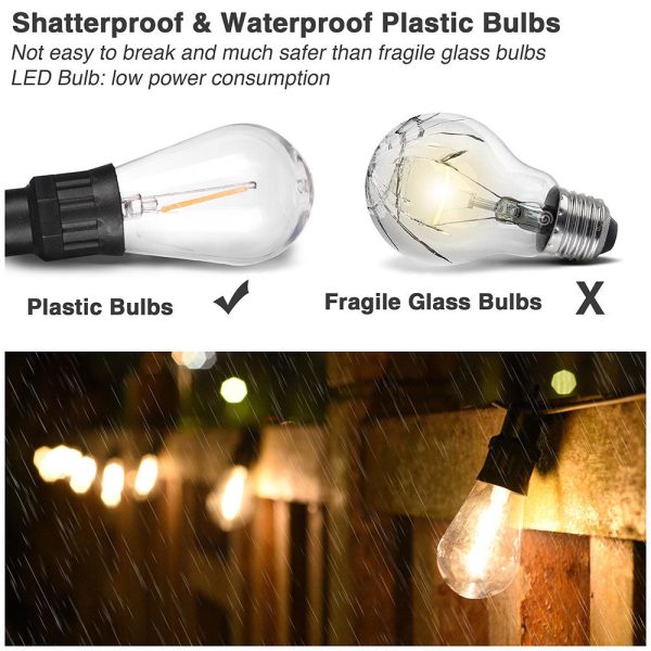 Outdoor Solar String Light Xmas Waterproof 15Bulbs 48Ft