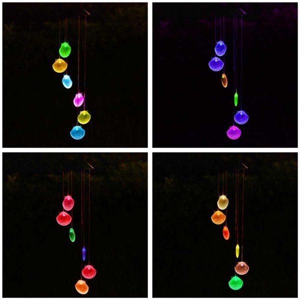 Shell Solar Powered Led Light Wind Chime