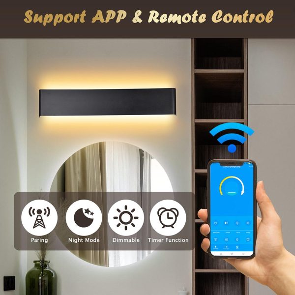 Wall Sconce Light For Bathroom Bedroom App & Remote