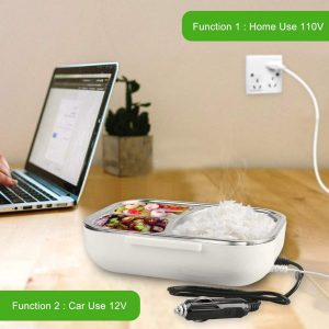 Three-Grid Electric Heating Lunch Box Food Heater For Vehicle Or Office