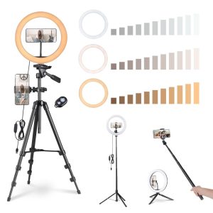 12In Dimmable Ring Light & Tripod Stand & Camera Phone Mount