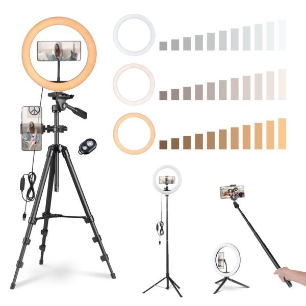 12In Dimmable Ring Light & Tripod Stand & Camera Phone Mount