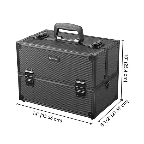 Portable Makeup Train Case W/ Locks Dividers Aluminum 14X8X10