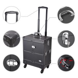 Rolling Makeup Case Lockable Cosmetic Case On 4 Wheels