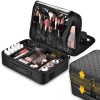 17In. Black Quilted Makeup Train Case 1200D