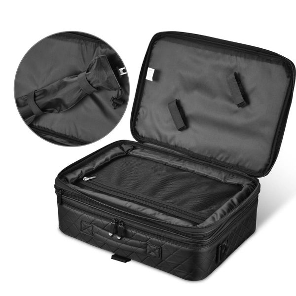 17In. Black Quilted Makeup Train Case 1200D