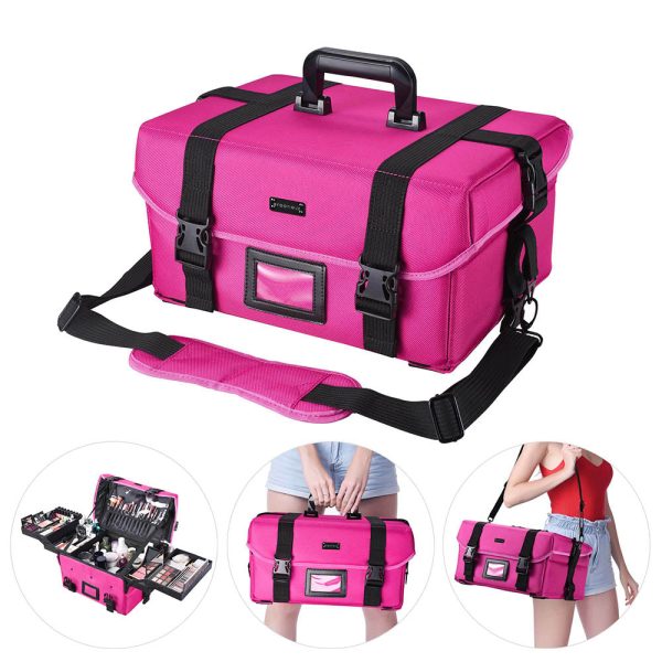 Nylon Cosmetic Makeup Train Case 17X13X9