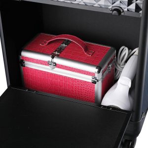 Rolling Hairstylist Salon Makeup Barber Case Black