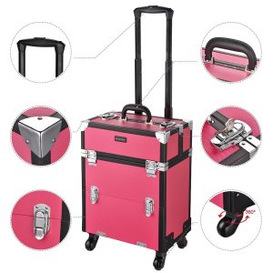 Rolling Makeup Case With Drawers Nail Polish Slots