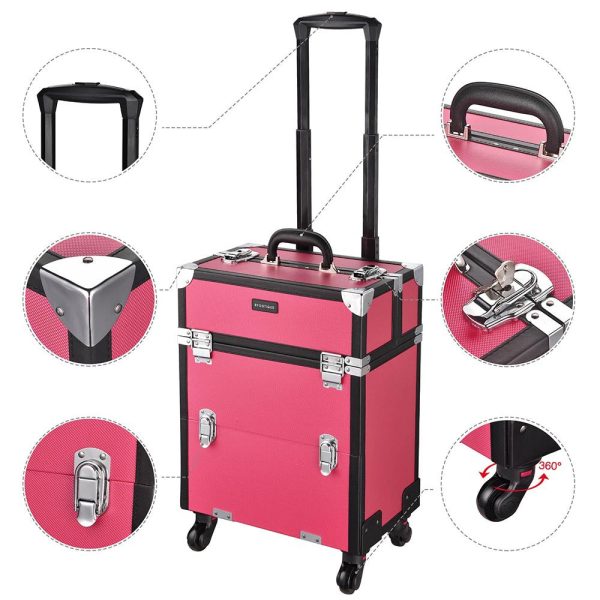 Rolling Makeup Case With Drawers Nail Polish Slots