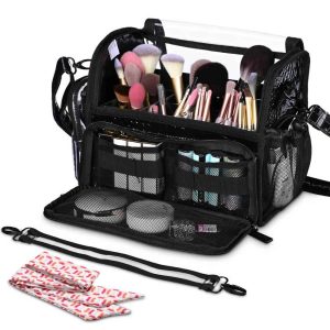 Makeup Case With Acrylic Makeup Brush Holder