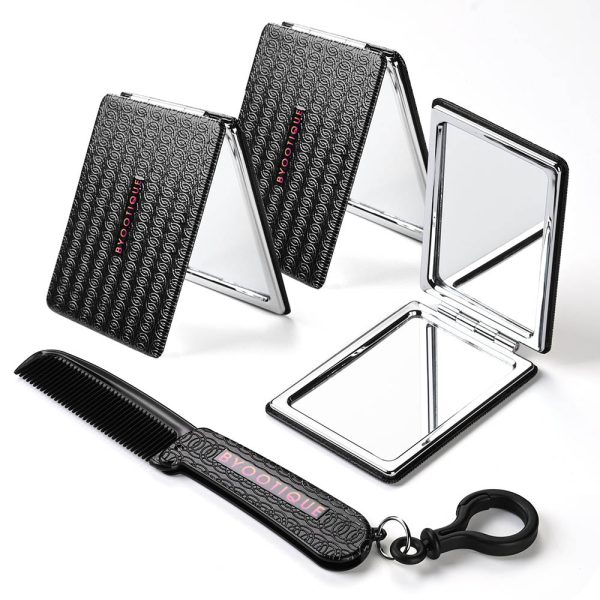 Rectangle Small Compact Mirror 2X Magnifier With Comb 3Ct/Pack