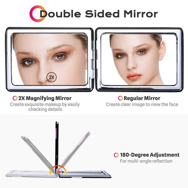 Rectangle Mini Compact Mirror 2X Magnifier With Comb 3Ct/Pack