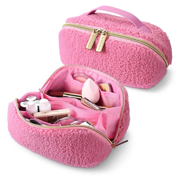 Large Cosmetic Bag Brush Holder With Compartments