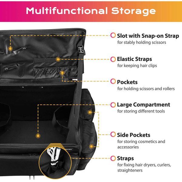 Rolling Hairstylist Travel Bag 1680D Nylon Tools Organizer