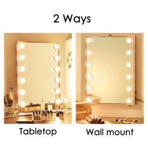 Large Hollywood Vanity Mirror W/ Lights 24X34 Tabletop Wall Mount