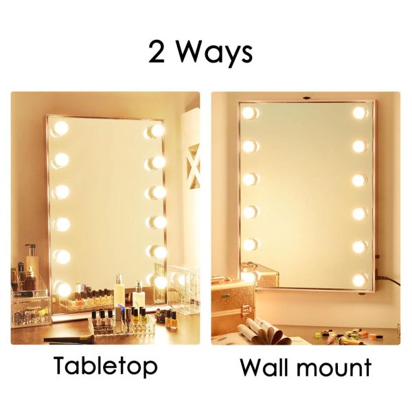 Large Hollywood Vanity Mirror W/ Lights 24X34 Tabletop Wall Mount