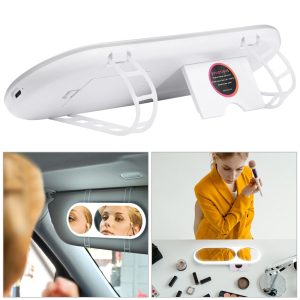 Car Vanity Mirror For Sun Visor Clip On With Light & 3X Magnify