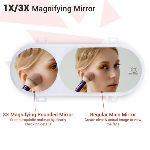 Car Vanity Mirror For Sun Visor Clip On With Light & 3X Magnify